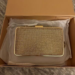 Michael Kors Gold Chain Strap Crystal Studded Evening Shoulder Bag